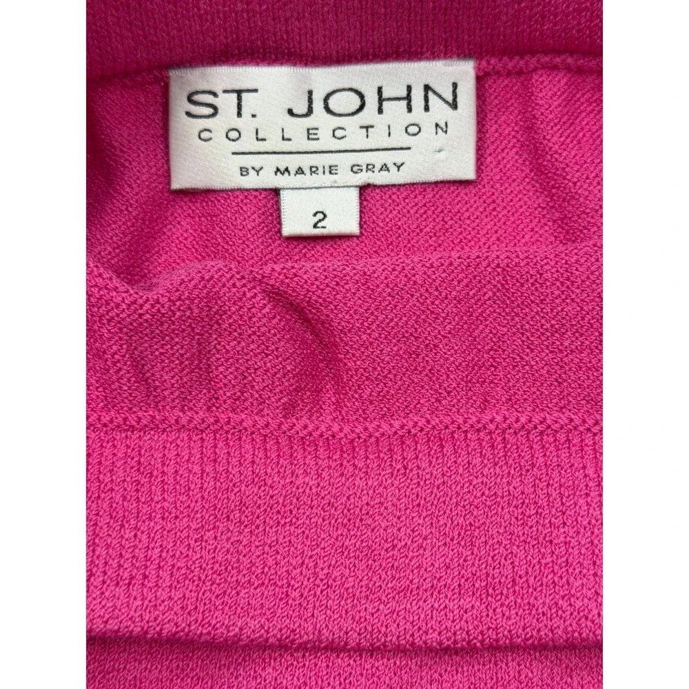 St John Collection‎ Marie Gray Pink Santana Knit 3 Pc Skirt Set Sz 2/4/P Vintage